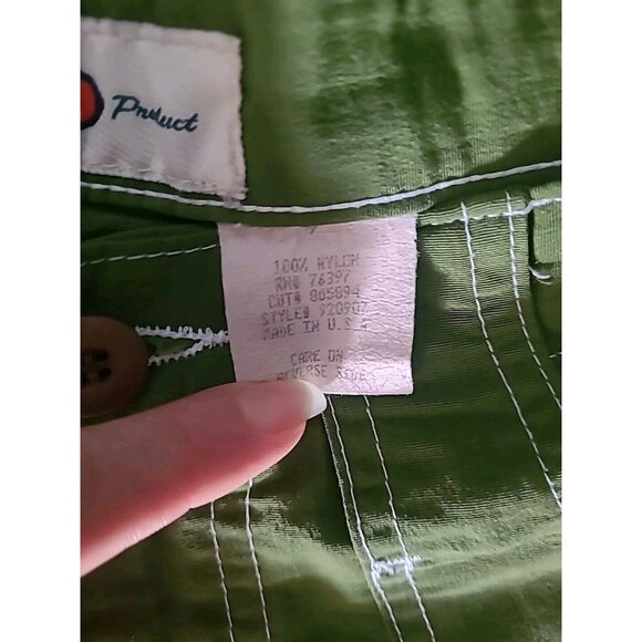 Chazz Vintage 90s Women High Waisted Olive Green Short Sz 9 Made USA 100% Nylon - Picture 4 of 15